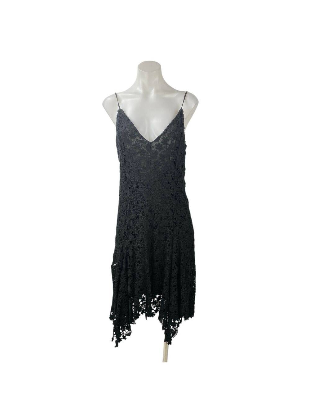 Polo Ralph Lauren Black Floral Lace Sleeveless Cami Camisole Midi A-Line Dress M